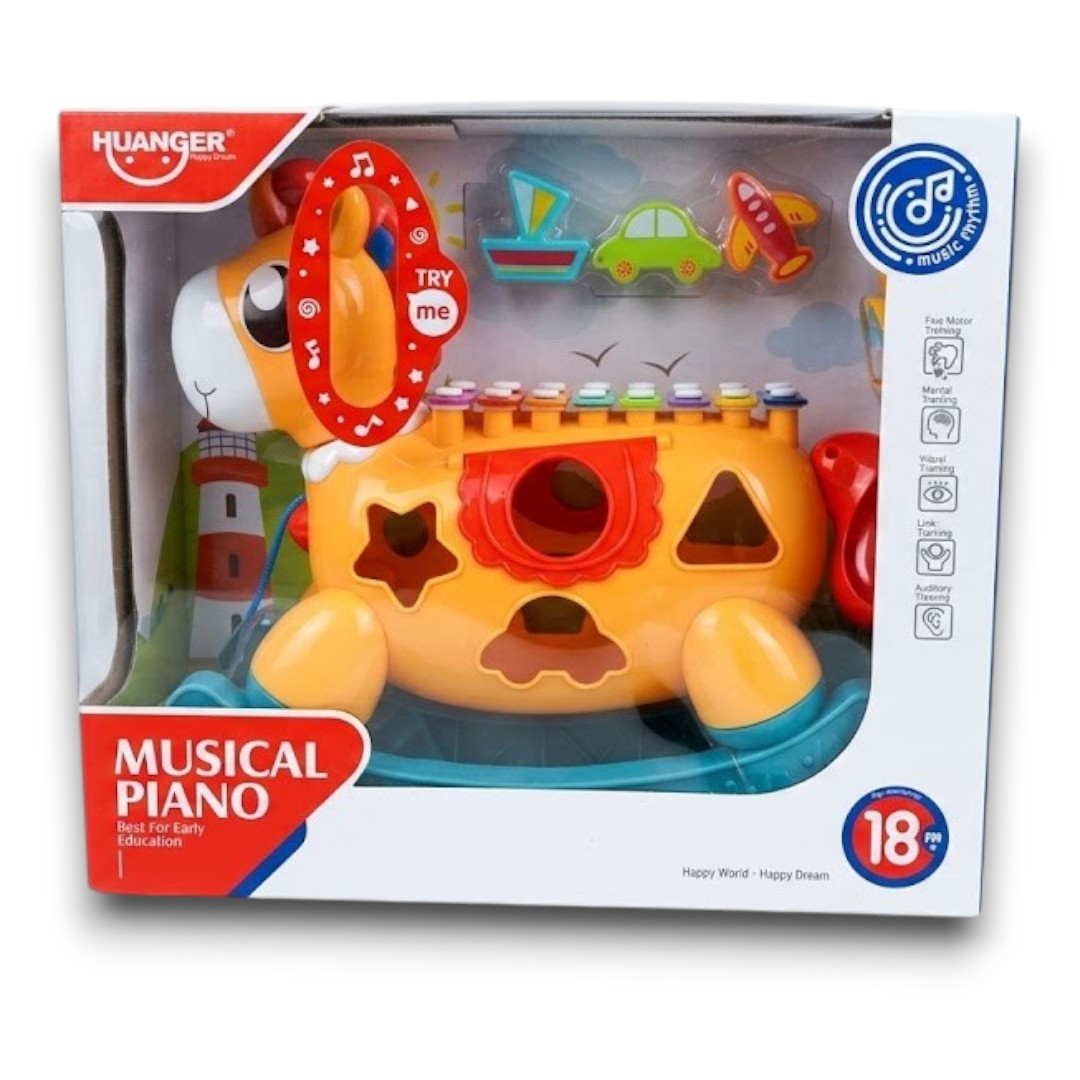 Huanger Musical Piano Toy for Kids – Baby Activity Piano with Lights & Shape Sorter (18+ Months)