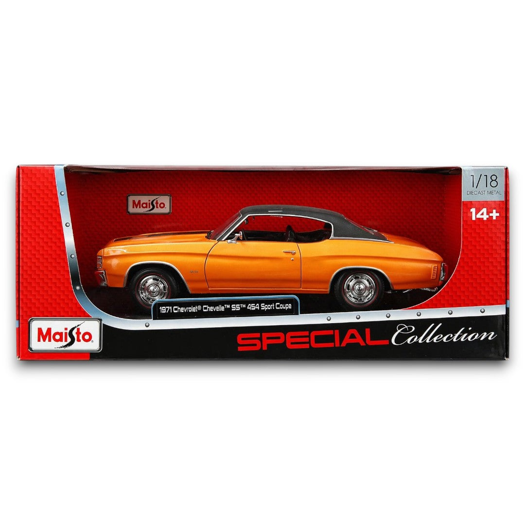 Maisto 1:18 1971 Chevrolet Chevelle SS 454 Sport Coupe Die-Cast Model Car | Classic Muscle Car Collectible