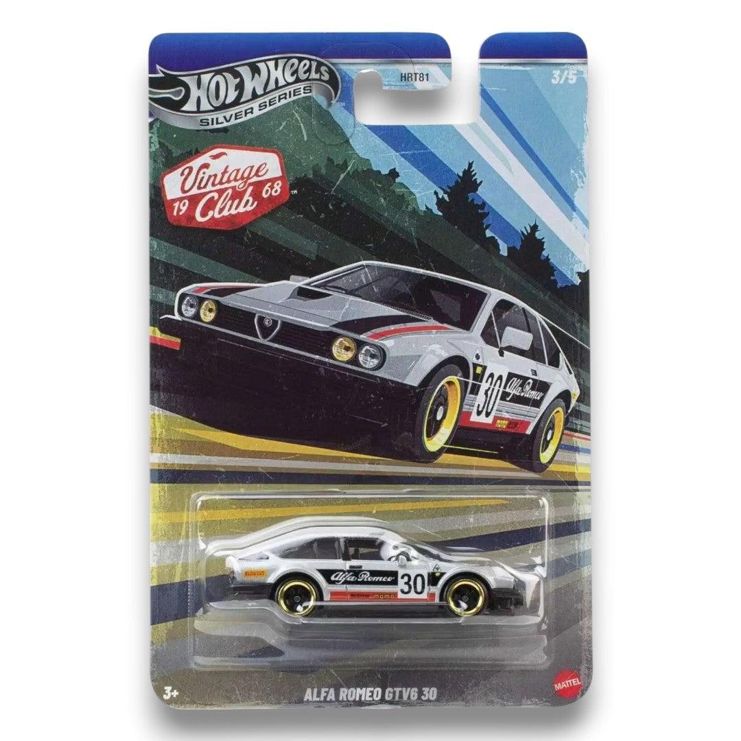 Hot Wheels Silver Series Alfa Romeo GTV6 30 Vintage Club ’68 Die-Cast Car | 1:64 Scale Collectible