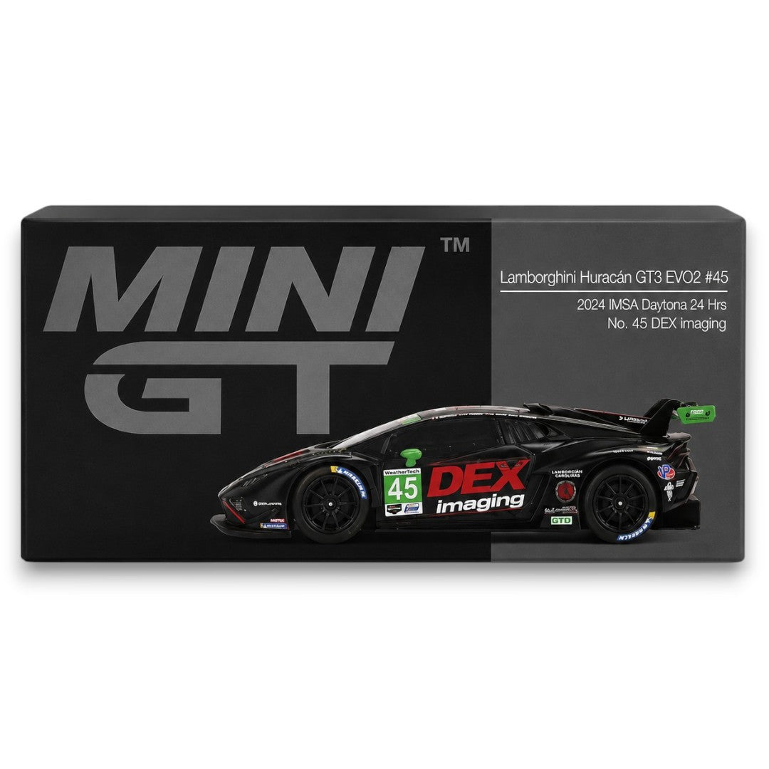 MINI GT 1:64 Lamborghini Huracán GT3 EVO2 #45 DEX Imaging 2024 IMSA Daytona 24H Die-Cast Model Car