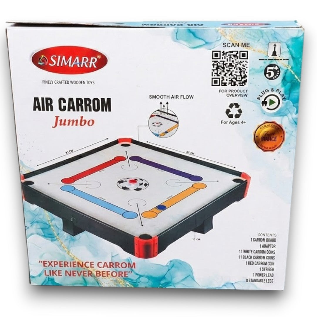 Simarr Air Carrom Jumbo Table Game – Electric Air Powered Carrom Board with Coins, Striker & Stand Legs