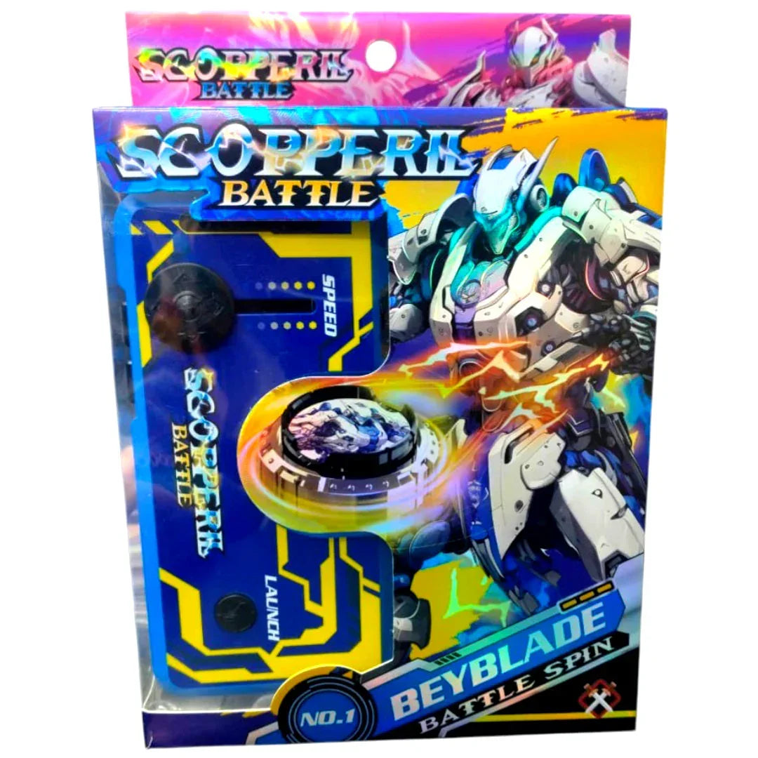 Scopperil Battle Spinning Top Launcher Set with Speed Control & Battle Arena Disc | Action Fighting Toy for Kids & Adults
