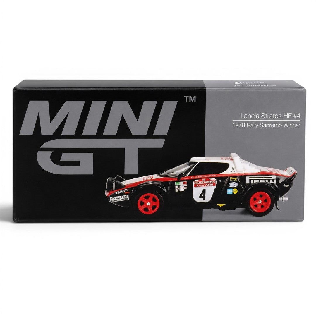 Mini GT 1:64 Lancia Stratos HF #4 1978 Rally Sanremo Winner Diecast Model Car