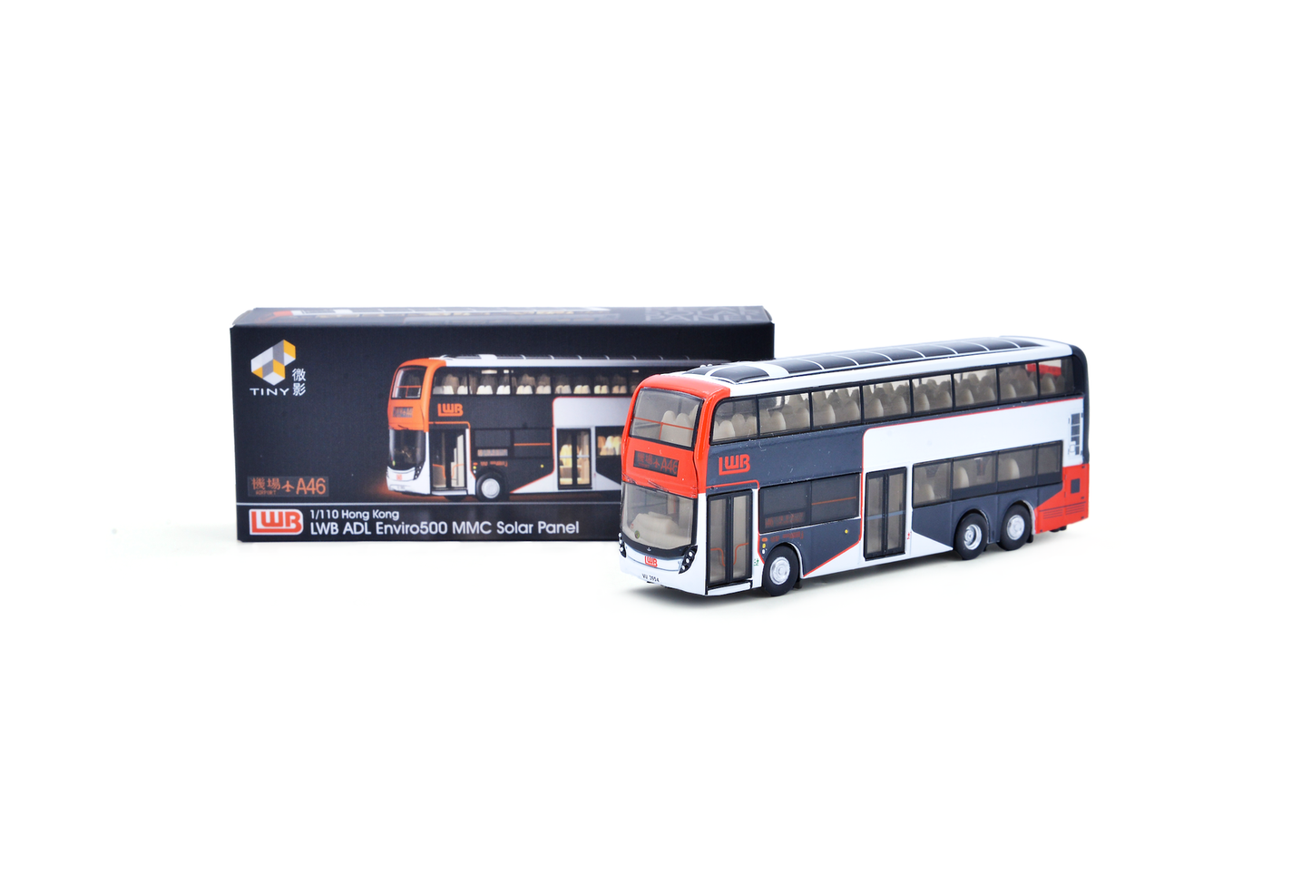 Tiny City 1:110 LWB ADL Enviro500 MMC Solar Panel (A46) Airport Route Diecast Bus Model KMB2025133 | Officially Licensed