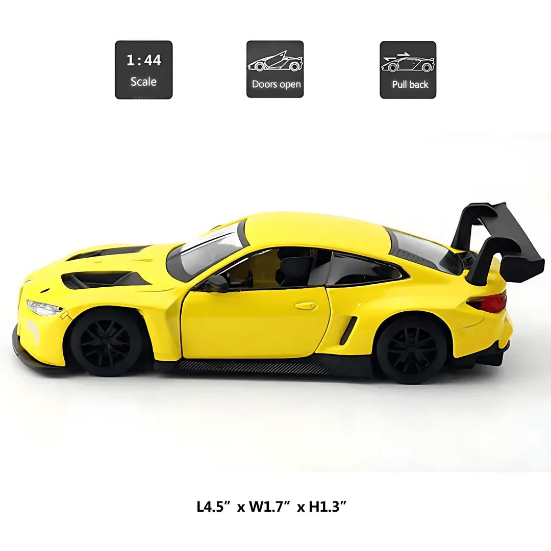 MSZ 1:44 BMW M4 GT3 Die-Cast Model Car β Yellow | Pull Back Action (67726)