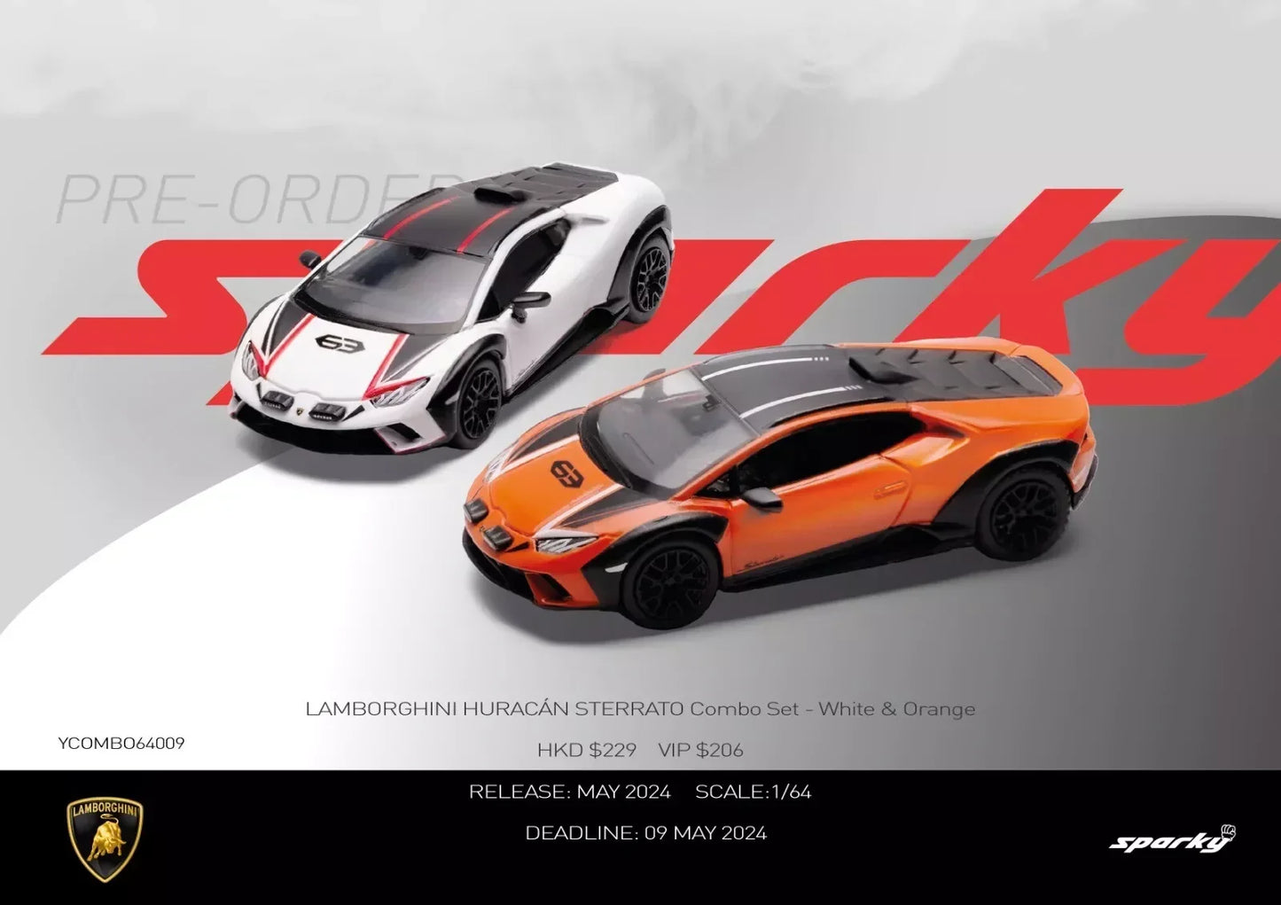 Sparky 1/64 Lamborghini Huracán Sterrato Combo Set - White & Orange - Jaiman Toys