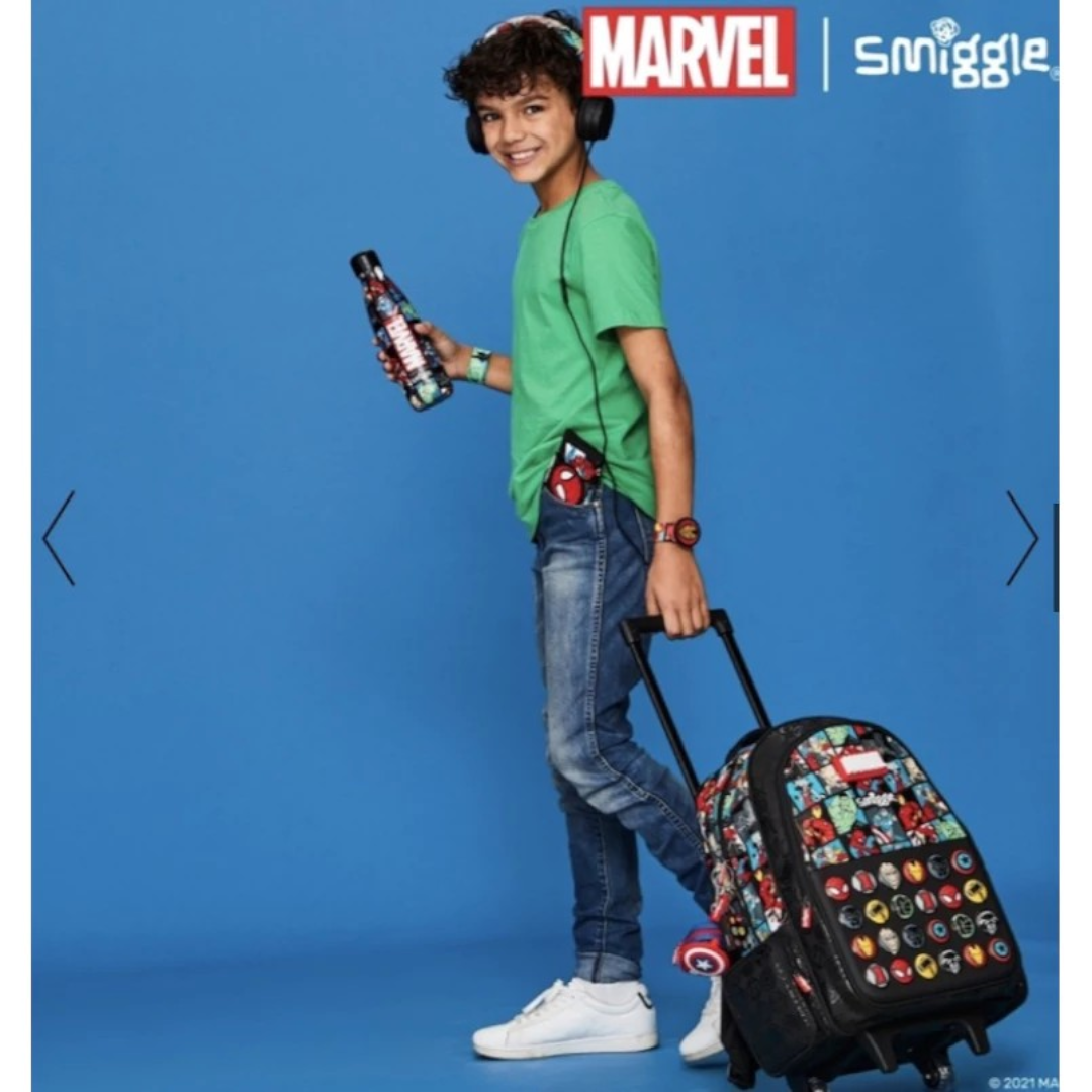Smiggle Marvel Superhero Trolley School Bag – Kids Wheeled Backpack with Extendable Handle & Spacious Compartments