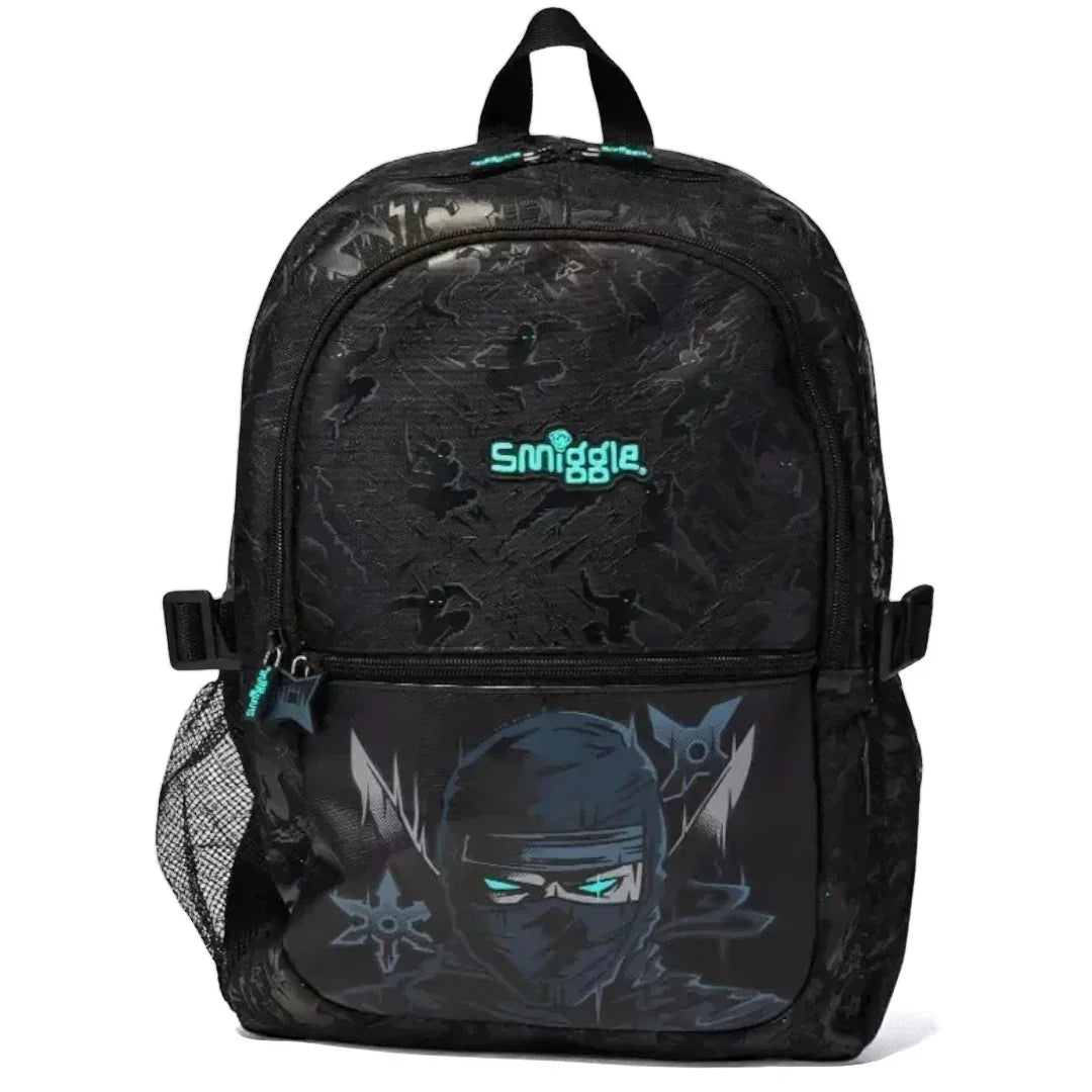 Smiggle Classic Attach Backpack – 16 Inch Ninja-Themed School Bag with Multiple Compartments | Boys School Backpack