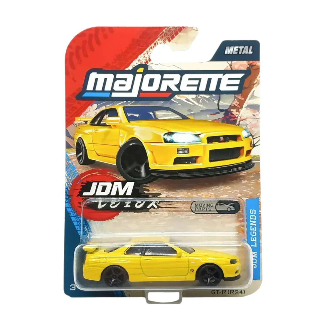Majorette 1:64 Scale JDM Legends Premium Nissan Skyline GT-R R34 Die-Cast Car | Metal Body Collectible