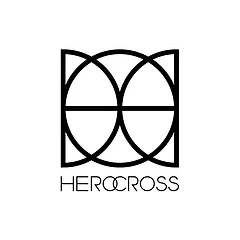 HEROCROSS black geometric logo design for collectible toys on white background