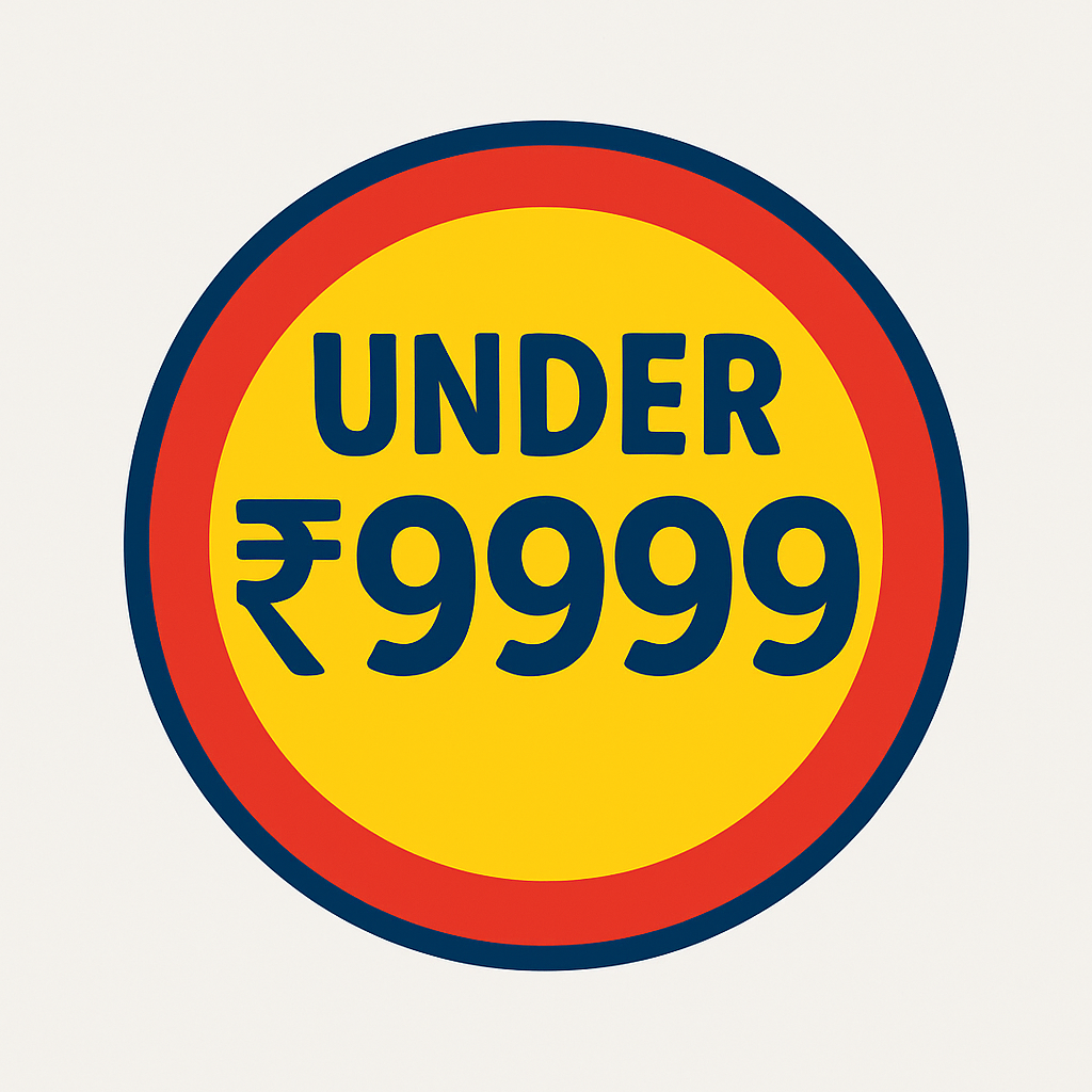 Yellow price badge with red border displaying 'Under ₹9999' for affordable toys.