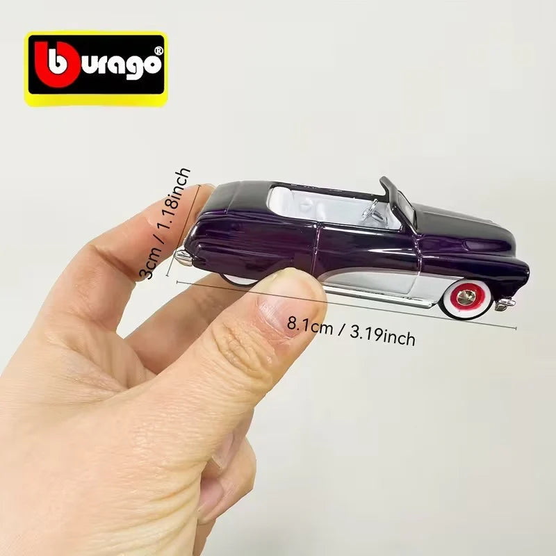 Bburago 1:64 Eternal Ray 1950 Mercury Convertible Die-Cast Model Car | Eternal Classics No.10 | Purple