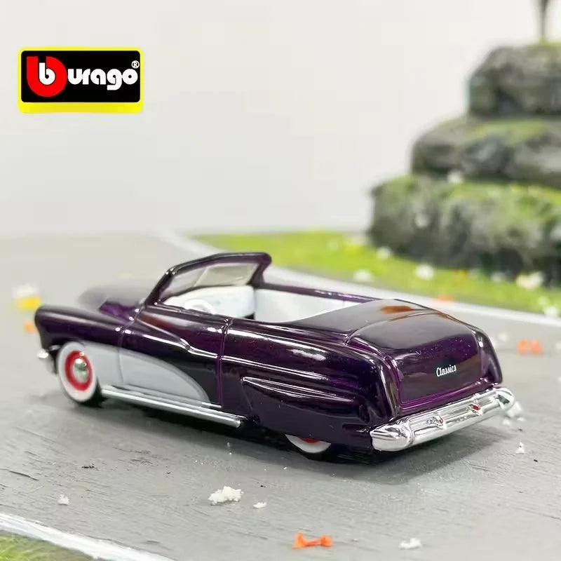 Bburago 1:64 Eternal Ray 1950 Mercury Convertible Die-Cast Model Car | Eternal Classics No.10 | Purple