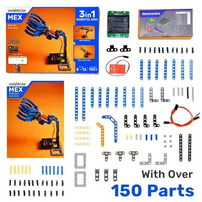 Avishkaar MEX 3‑in‑1 Robotic ARM Kit | Build, Code & Control Robots | STEM Kit for Ages 8+