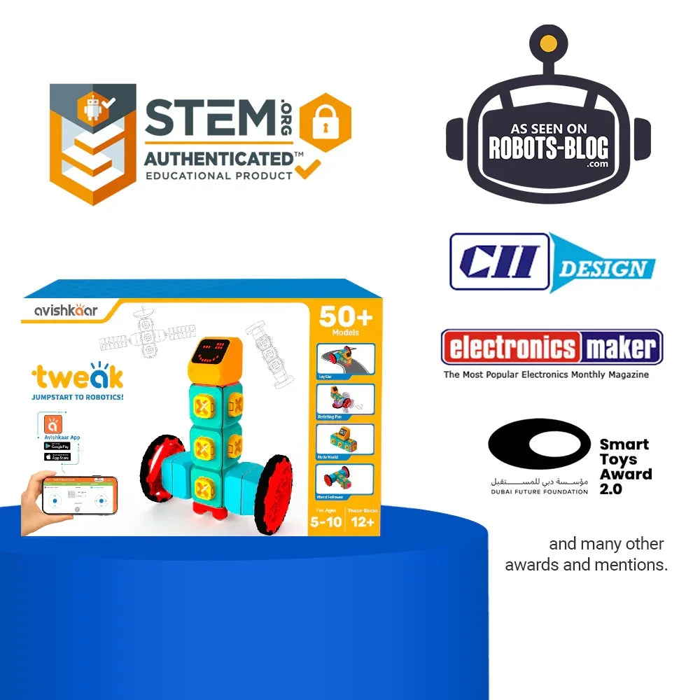 Avishkaar Tweak Robotics Kit for Kids | Modular STEM Toy with Block Coding & Sensors