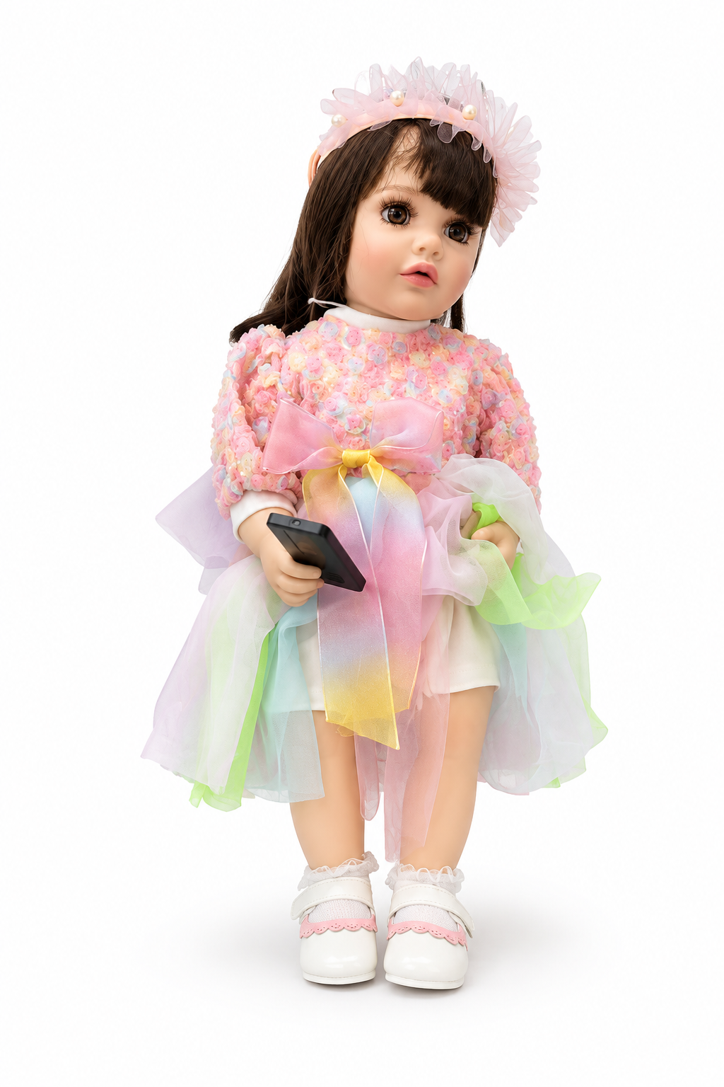 Interactive AI Baby Girl Fairy Aurora Doll with Remote Control, Story Book, Shoes & Sound Features | Talking Doll with Songs, Stories & Learning Fun | Pink Winter Outfit | Gift for Kids 3+ Years