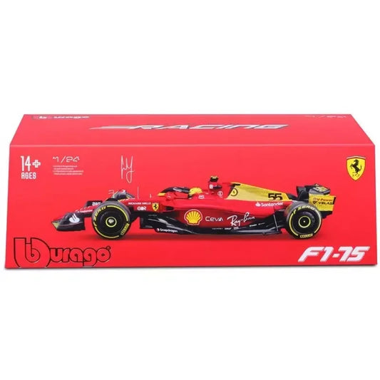 Bburago 1/24 Scale 2022 Ferrari F1-75 #55 Carlos Sainz Formula 1 Car Model for 14+ - Jaiman Toys