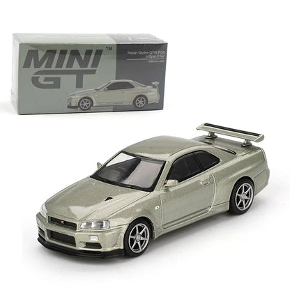 Mini GT 1:64 Duo Diecast Set – Lamborghini Revuelto Viola 30th Matte + Nissan Skyline GT-R R34 Millennium Jade Collectibles