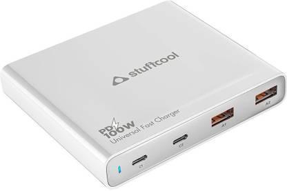 STUFFCOOL 100W Centurion 4 Port Charging Station with 2 USB C PD Ports, 2 QC3.0 USB A Ports Compatible with MacBook Pro 16", MacBook M1 Series, Ultrabooks, iPhones, Universal Fast Charger Camera Battery Charger (White) - Jaiman Toys