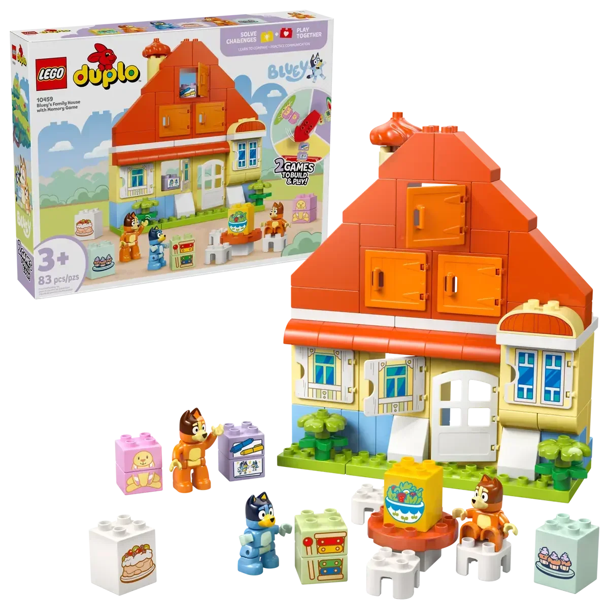 LEGO 10459 DUPLO Bluey: Blueys Family House with Memory Game - Toddler Toy for Kids Ages 3+ - Memory Game Playset Includes Bluey Figure - Jaiman Toys