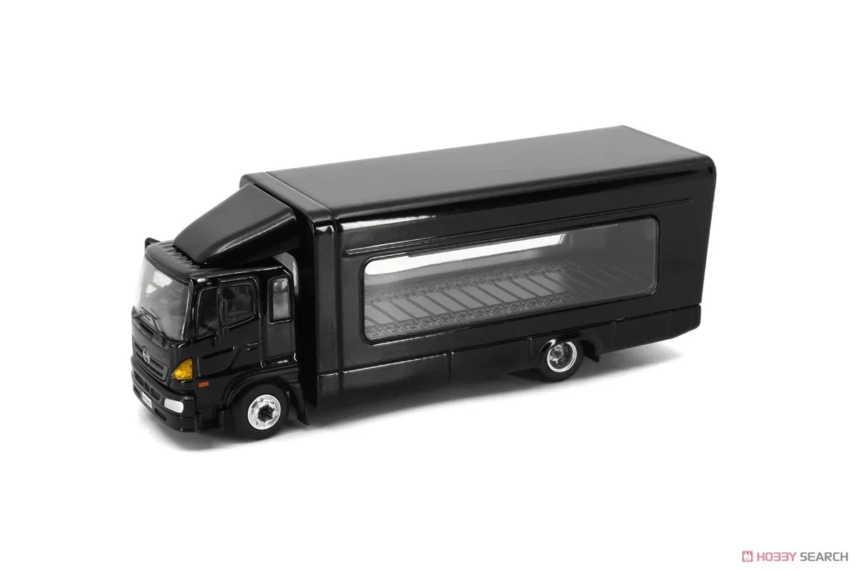 UNIQUE MODEL Tiny City Die-cast Model Car - HINO500 Covered Vehicle Transporter (Black) - Jaiman Toys