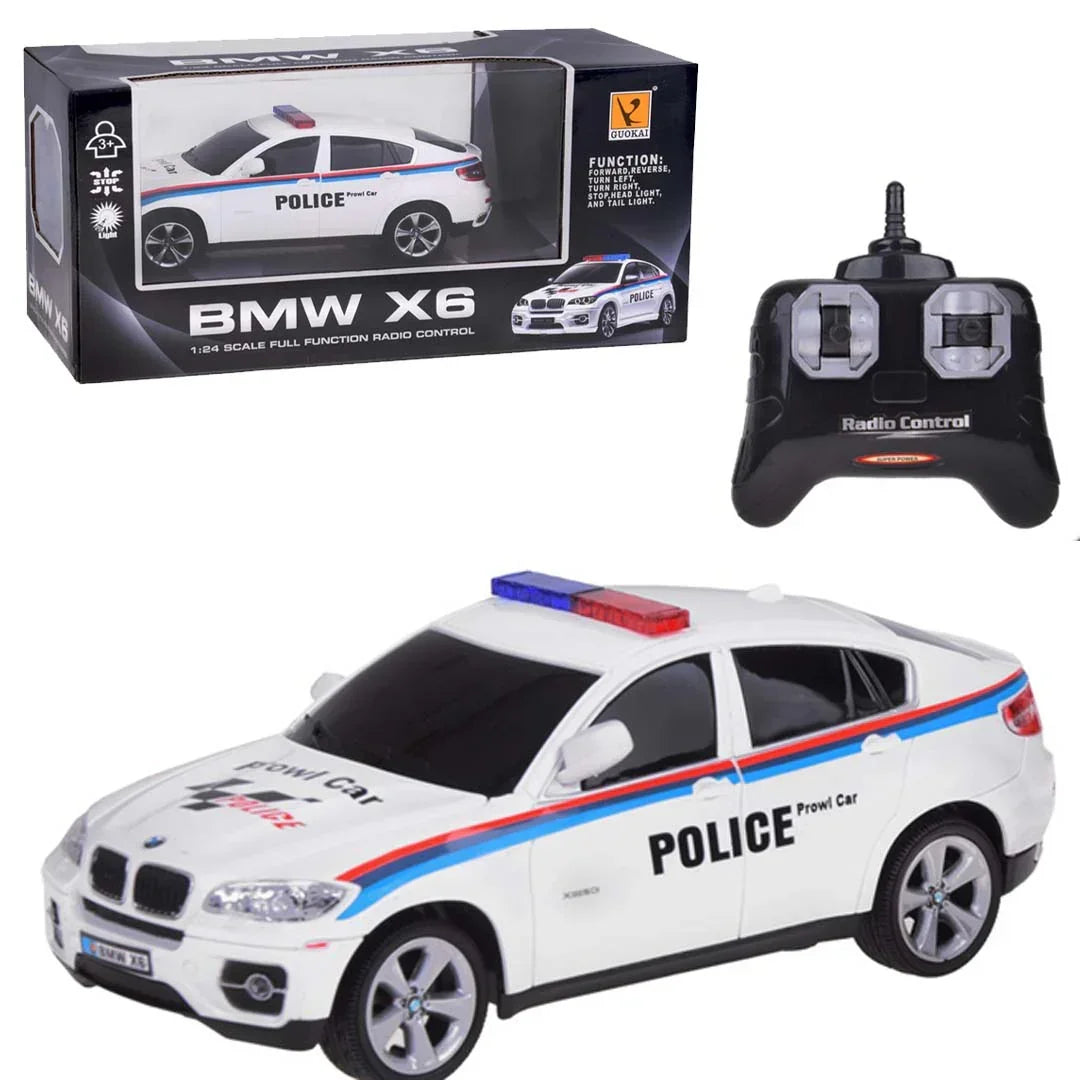 Guokai 1:24 Scale BMW X6 Sports Police Car with 2.4GHz Remote Control – High-Speed RC Patrol Vehicle with Realistic Lights & Sounds - Jaiman Toys