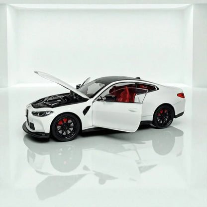 Joy Junction 1:24 BMW M4 Die-Cast Car Model – White Finish | Openable Doors, Pull-Back Action, Lights & Sound (JJ267) - Jaiman Toys