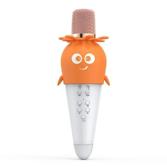 Wireless Bluetooth Karaoke Microphone, Portable 4D Stereo Mircophone with LED 7 Colorful Light, Intelligent Sound Repair Mic Speaker (Orange) - Jaiman Toys