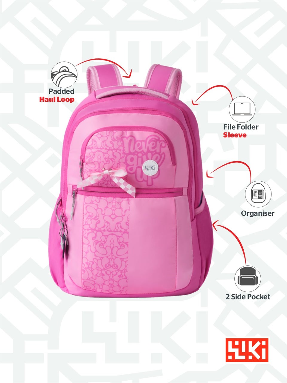 Pink School Backpack 18 Inch | Stylish Kids & Teens Travel Bag with Multiple Compartments