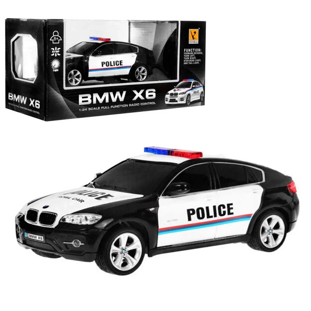 Guokai 1:24 Scale BMW X6 Sports Police Car with 2.4GHz Remote Control – High-Speed RC Patrol Vehicle with Realistic Lights & Sounds - Jaiman Toys