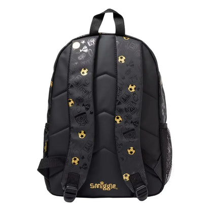 Smiggle Gold Football School Bag – Colorful & Stylish 15-Inch Kids Backpack with Compartments Section For Kids