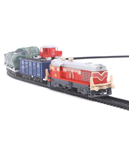 Centy Indian Cargo Train Toy Set with Track – Battery Operated Engine with Cargo Wagons, Tankers & Caboose | Light & Sound | Age 3+