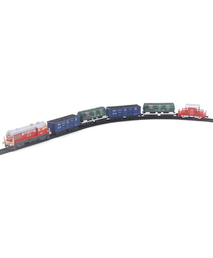 Centy Indian Cargo Train Toy Set with Track – Battery Operated Engine with Cargo Wagons, Tankers & Caboose | Light & Sound | Age 3+
