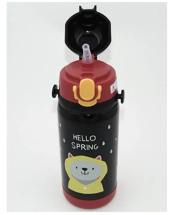 Cool DI GIBO Vacuum Insulated Water Bottle With Straw 450 ML (Black) - Jaiman Toys