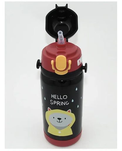 Cool DI GIBO Vacuum Insulated Water Bottle With Straw 450 ML (Black) - Jaiman Toys
