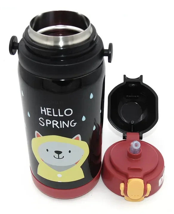 Cool DI GIBO Vacuum Insulated Water Bottle With Straw 450 ML (Black) - Jaiman Toys