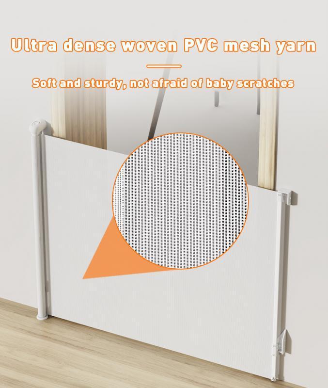 SG027 Baby Safety Gate - Retractable  – Adjustable Width Auto-Lock Mesh Safety Barrier for Doorways & Stairs (No-Drill Space-Saving Design)