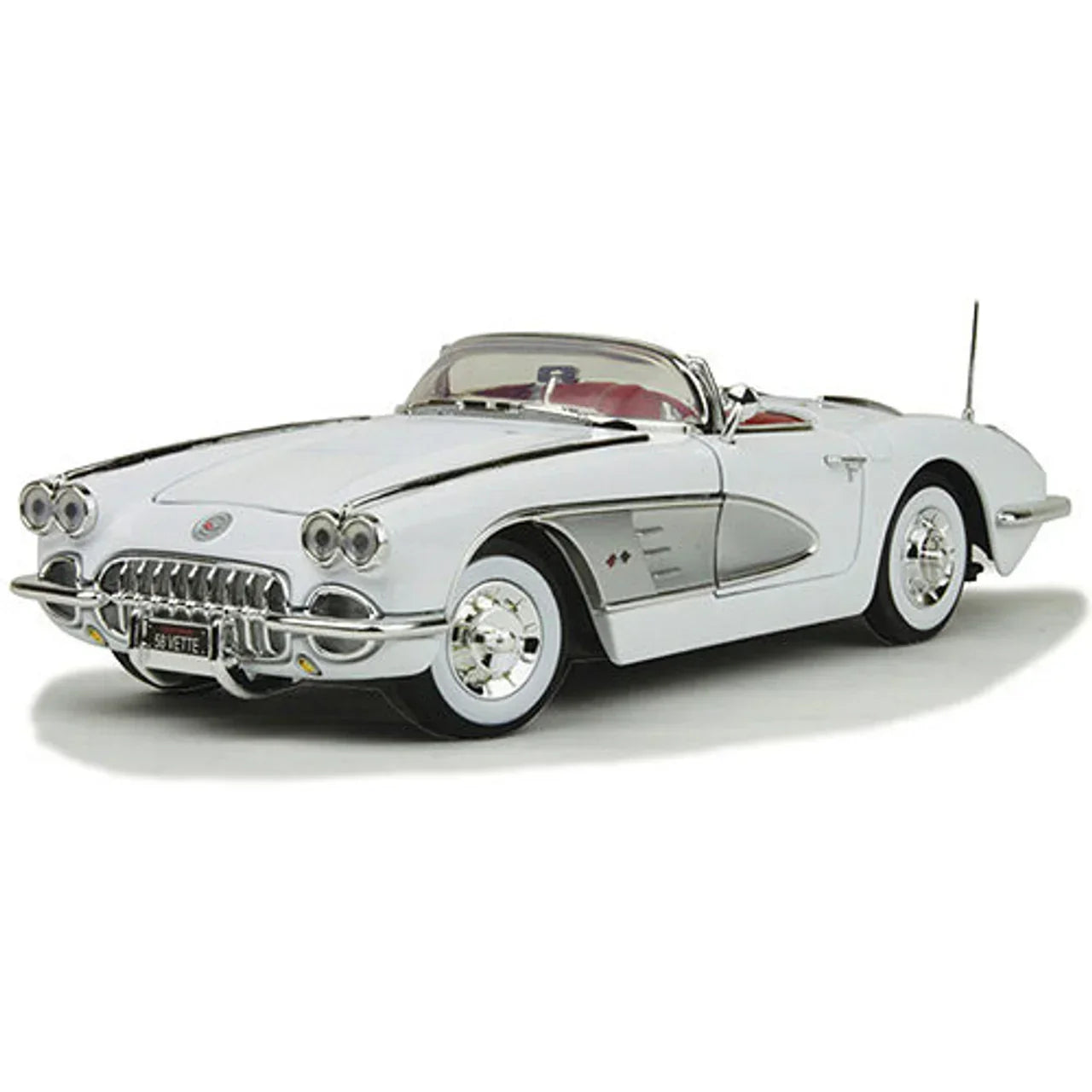 1958 Chevrolet Corvette White 1:18 Diecast Car Model - Jaiman Toys