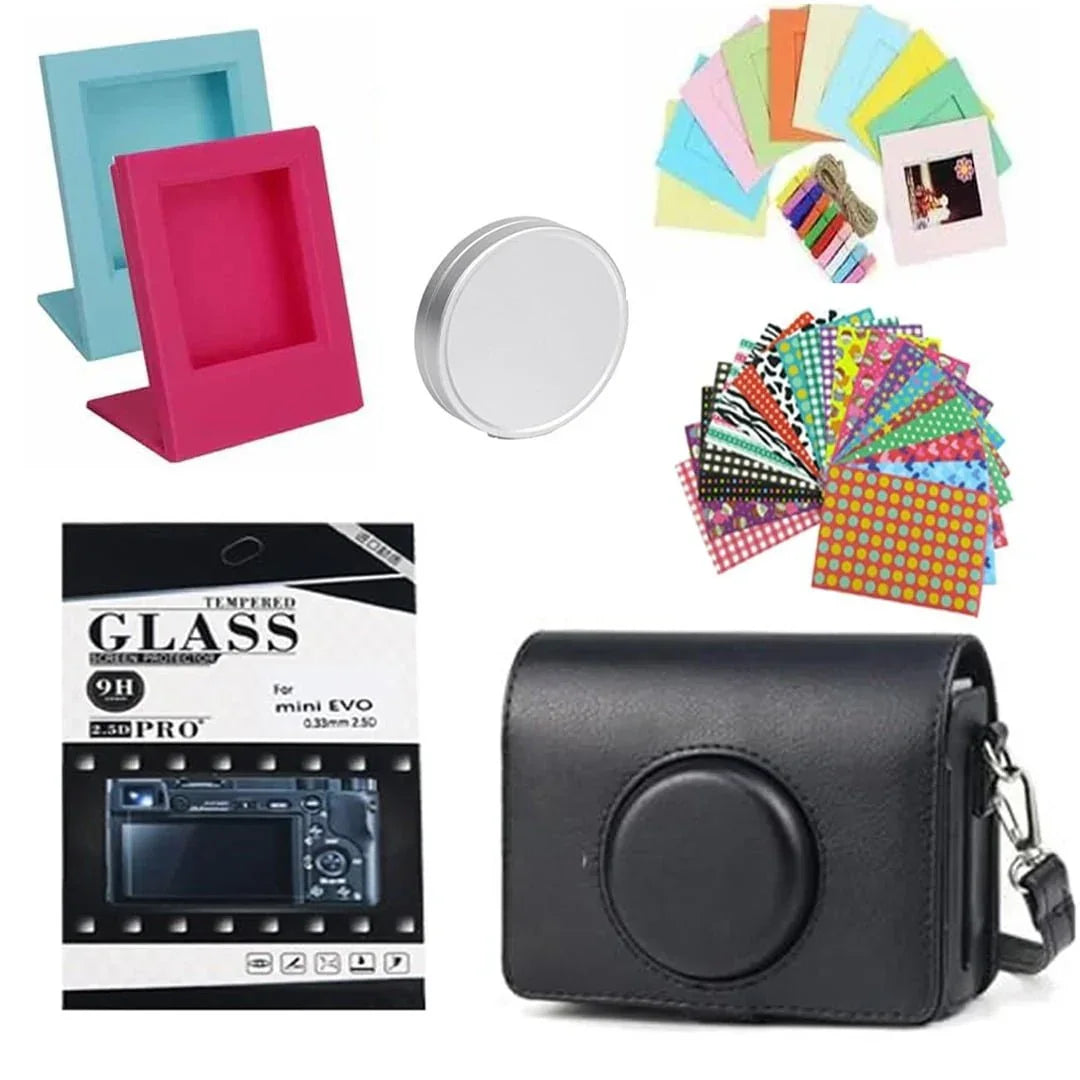 Ultimate Accessory Pack for Instax Mini Evo – PU Case, Screen & Lens Protection, Photo Décor & Frames - Jaiman Toys