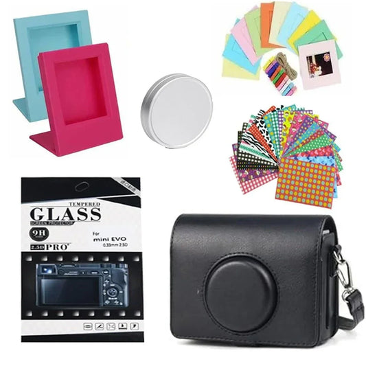 Ultimate Accessory Pack for Instax Mini Evo – PU Case, Screen & Lens Protection, Photo Décor & Frames - Jaiman Toys