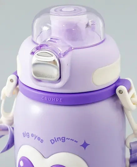 Cute Big Eyes Ding Insulation Cup Cartoon Portable Double Drinking Straw Cup 550 ML (Purple) - Jaiman Toys