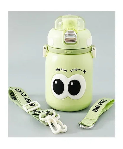 Cute Big Eyes Ding Insulation Cup Cartoon Portable Double Drinking Straw Cup 550 ML (Green) - Jaiman Toys