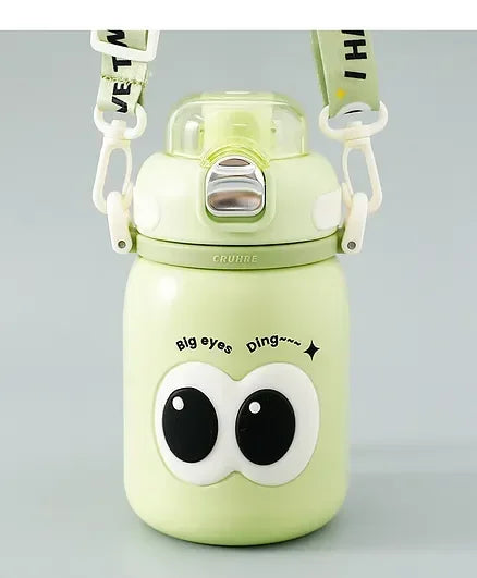 Cute Big Eyes Ding Insulation Cup Cartoon Portable Double Drinking Straw Cup 550 ML (Green) - Jaiman Toys