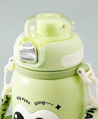 Cute Big Eyes Ding Insulation Cup Cartoon Portable Double Drinking Straw Cup 550 ML (Green) - Jaiman Toys