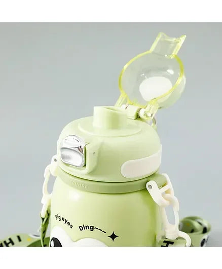 Cute Big Eyes Ding Insulation Cup Cartoon Portable Double Drinking Straw Cup 550 ML (Green) - Jaiman Toys