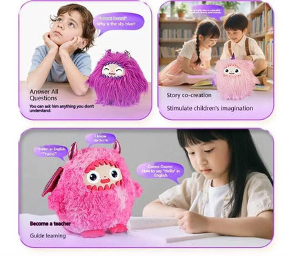 Monster Ledodo AI Interactive Plush Toy | Smart Talking Companion with LED Eyes | App-Controlled AI Plush | Pink Monster