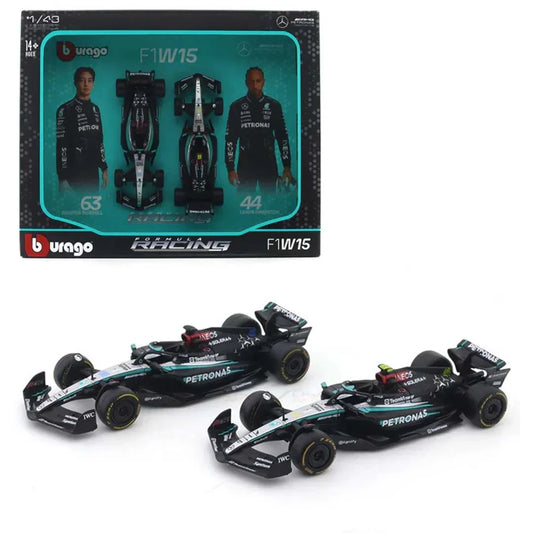 2024 Mercedes-AMG W15 set of 2 cars 1:43 Bburago Formula 1 diecast scale model car - Jaiman Toys
