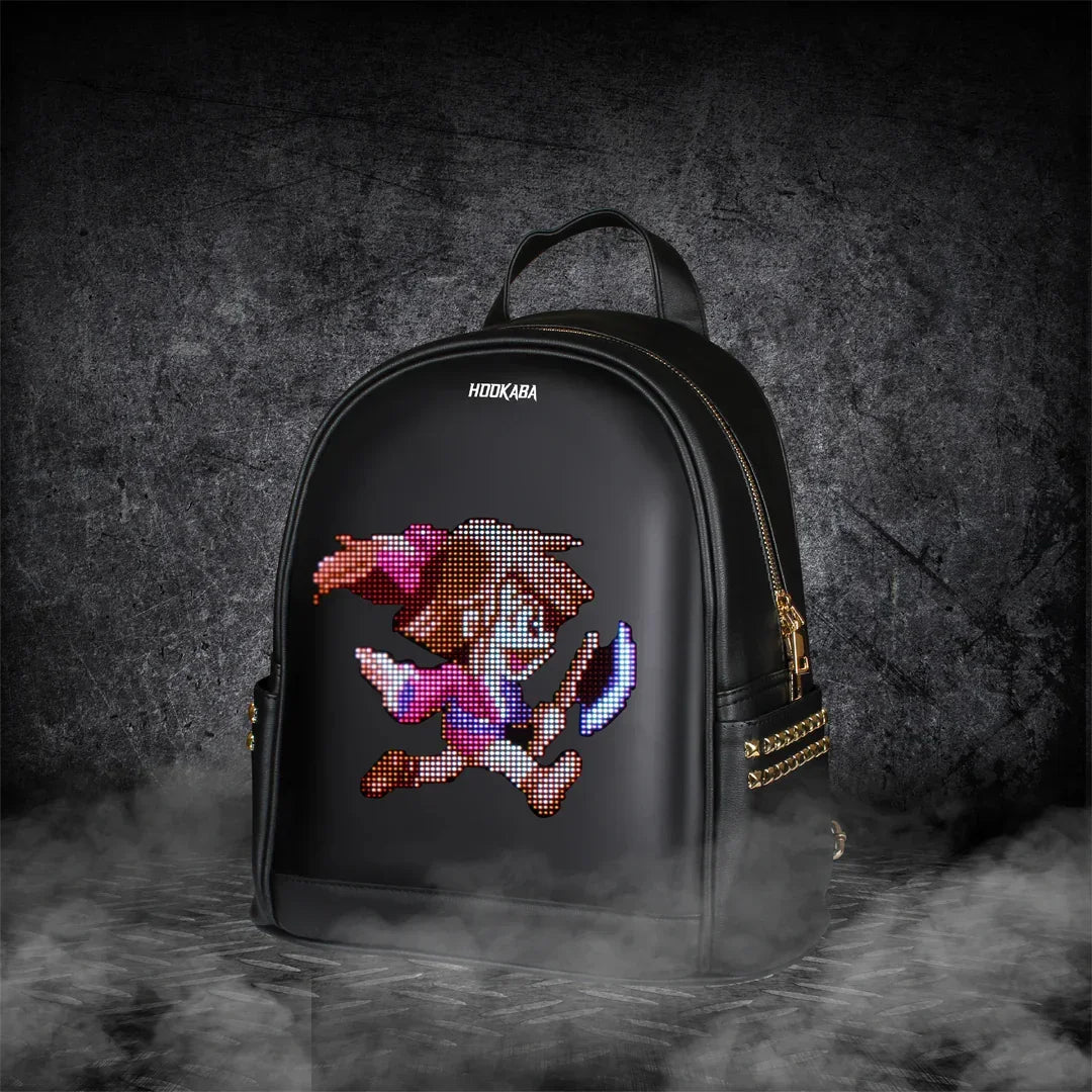 HOOKABA Dazz Roll Women’s LED Backpack – App-Controlled Pixel Display, Stylish Waterproof Bag (14L) -Black - Jaiman Toys