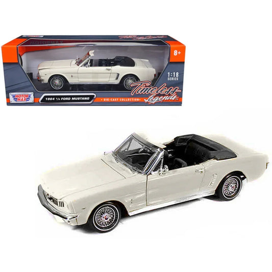 1964 1/2 Ford Mustang Convertible Cream 1/18 Diecast Car Model - Jaiman Toys