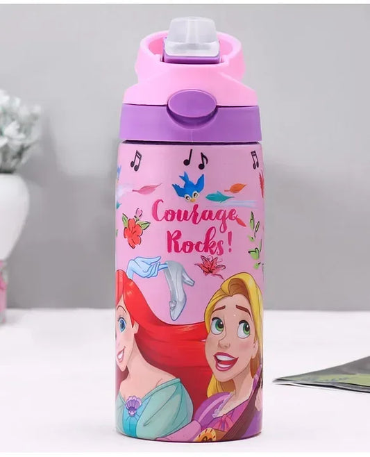 Striders Disney Princess Printed Stainless Steel Sipper Bottle - 500Ml - Jaiman Toys